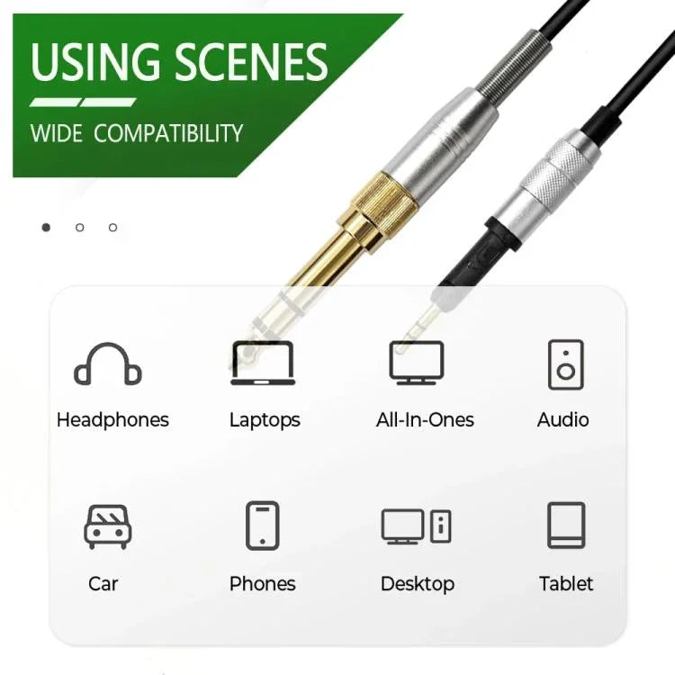 Cabo para auscultadores com mola 1,5m ficha 2,5mm para 3,5mm+6,35mm, para Sennheiser HD6 / HD8 / HD7 / HD598, ZS0245