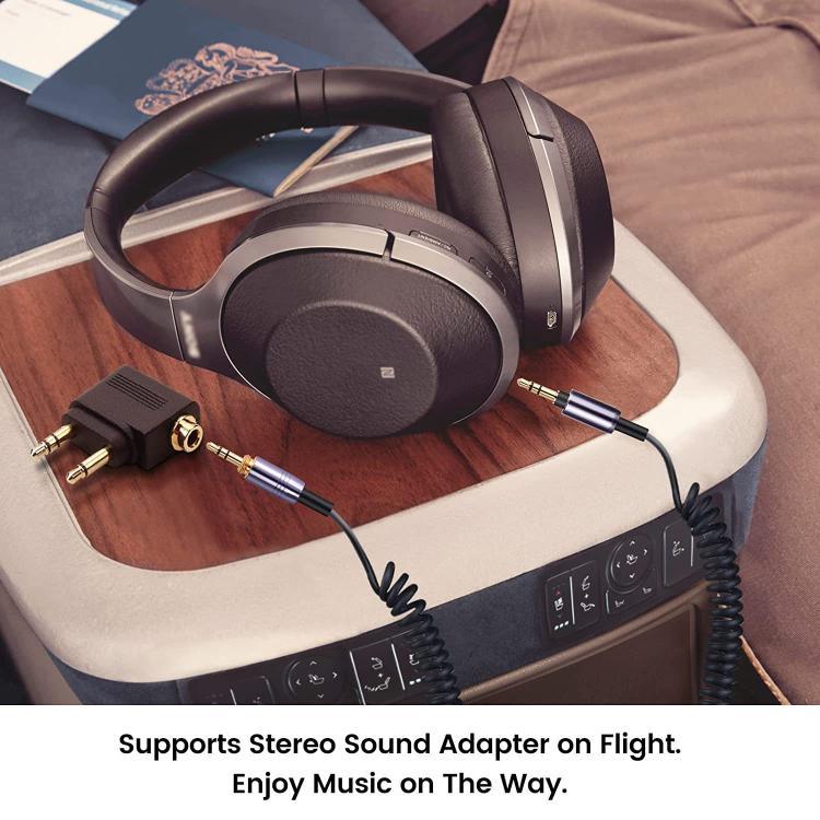 Cabo de áudio para auscultadores com mola, para Sony WH-1000XM3 / WH-1000XM2 / WH-1000XM4 / WH-H900N / WH-H800, mola 1,5m