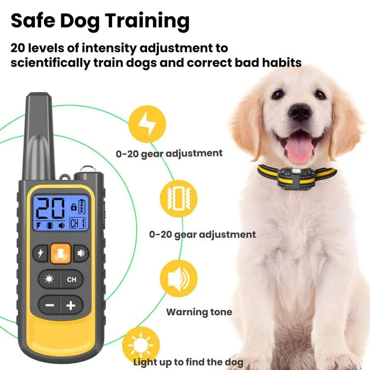 Colar com Choque e Controlo Remoto para Controlo de Latidos de Cão, Amarelo Um-Para-Um, Amarelo Um-Para-Dois, Laranja Um-Para-Um, Preto Um-Para-Um