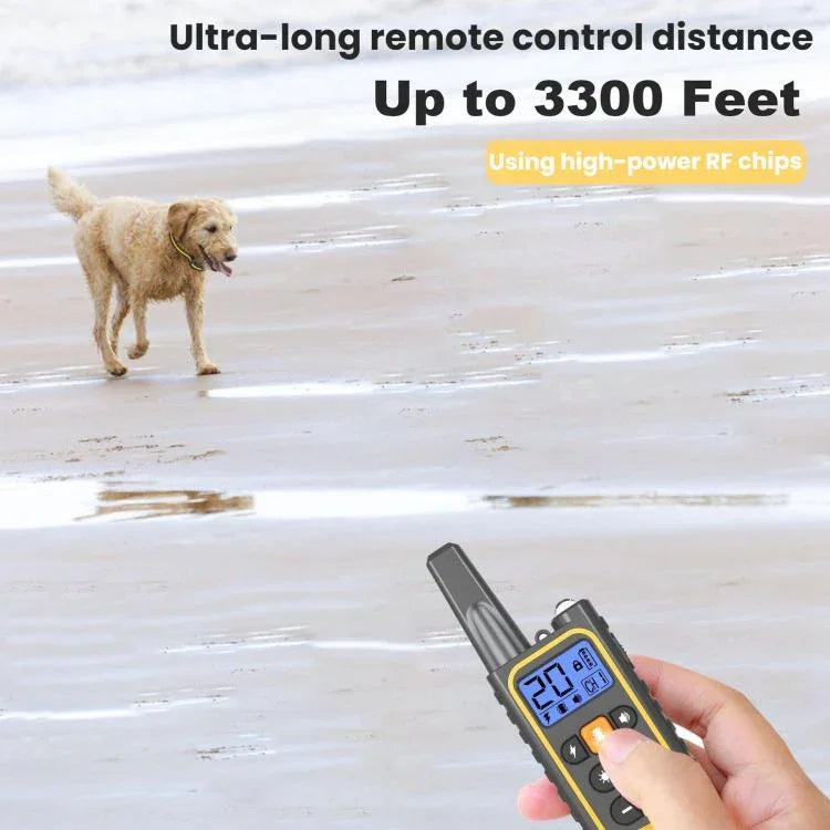 Colar com Choque e Controlo Remoto para Controlo de Latidos de Cão, Amarelo Um-Para-Um, Amarelo Um-Para-Dois, Laranja Um-Para-Um, Preto Um-Para-Um