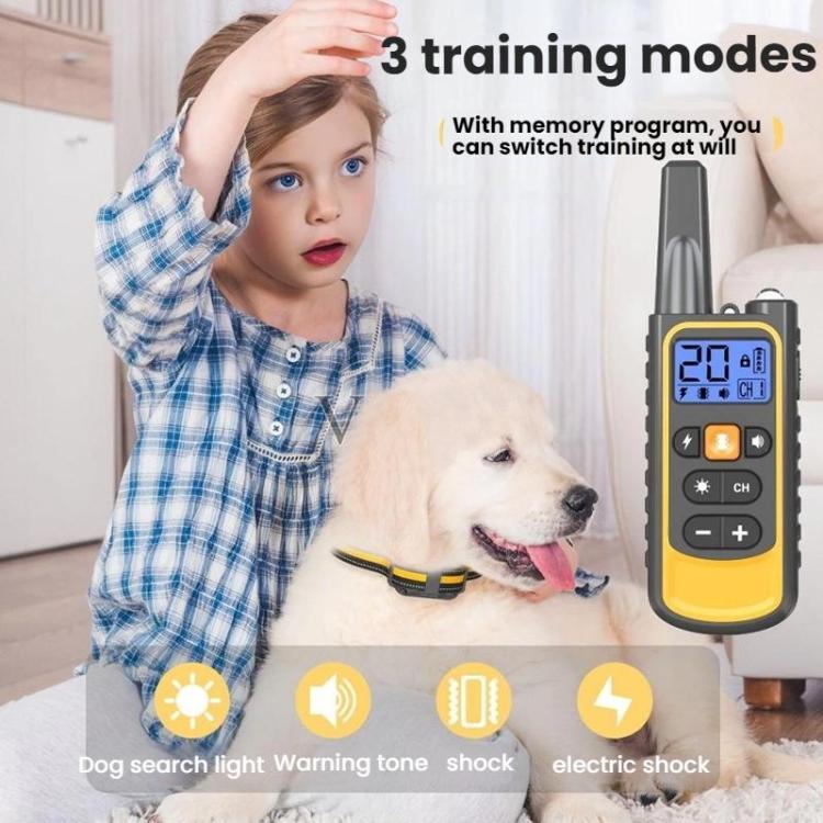 Colar com Choque e Controlo Remoto para Controlo de Latidos de Cão, Amarelo Um-Para-Um, Amarelo Um-Para-Dois, Laranja Um-Para-Um, Preto Um-Para-Um