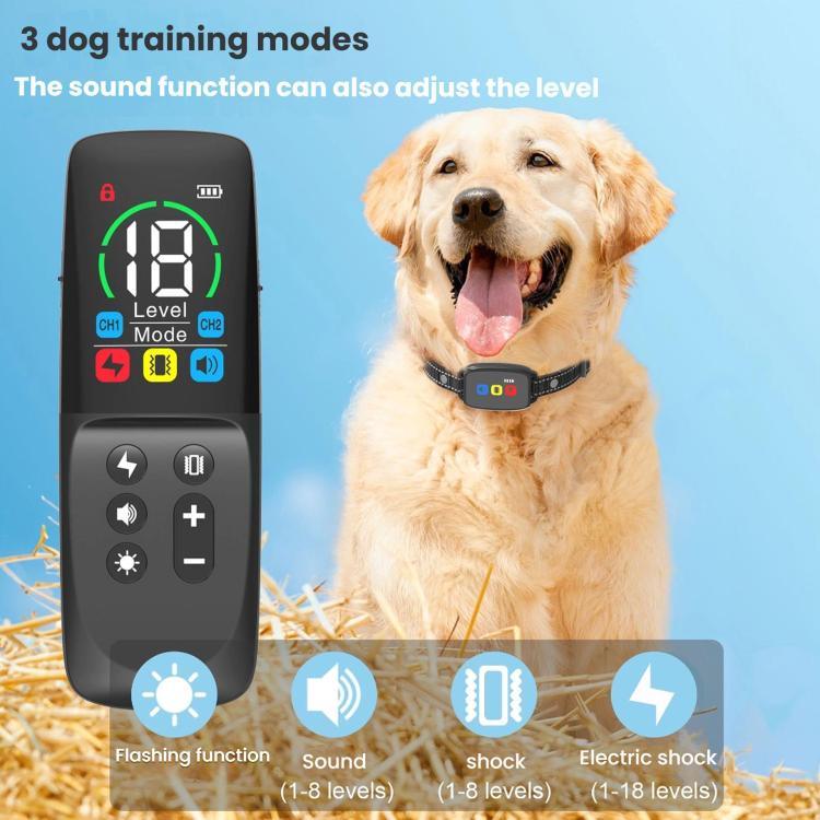 Dispositivo de Controlo de Latidos de Cão com Ecrã a Cores e Controlo Remoto, Choque Elétrico, Sem Choque Elétrico
