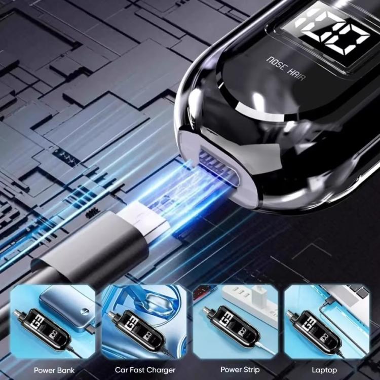 Aparador de Pêlos do Nariz Recarregável WUSHANG com Carregamento USB-C, Cuidados Nasais Suaves e Indolores