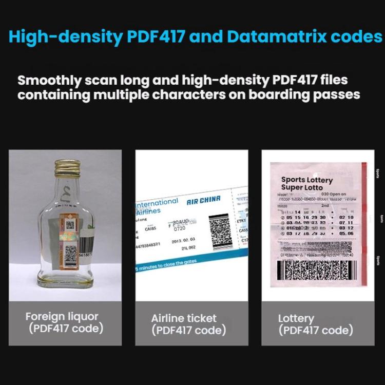 Leitor de código de barras QR sem fios de longo alcance com base, único 2,4G, 2,4G + Bluetooth