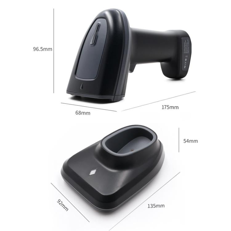 Leitor de código de barras QR sem fios de longo alcance com base, único 2,4G, 2,4G + Bluetooth
