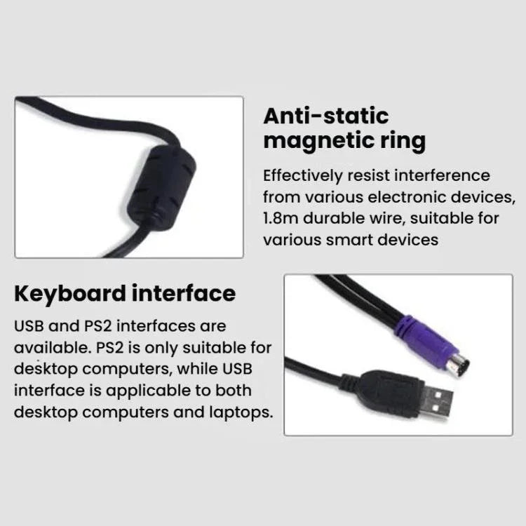 Little Kangaroo DS-8500 Teclado com Fio para Portátil com Touchpad, PS2 com Apoios, USB com Apoios, PS2 sem Apoios, USB sem Apoios