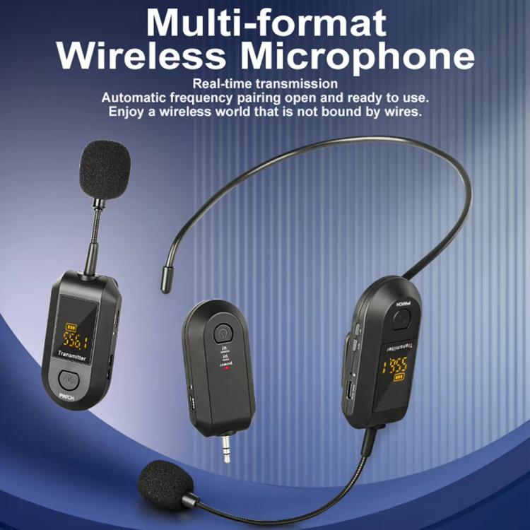 Amplificador de microfone sem fios 2,4G Microfone portátil, 1 em 1 clipe de lapela, 1 em 1 para cabeça, 1 em 2 clipe de lapela, 1 em 2 para cabeça