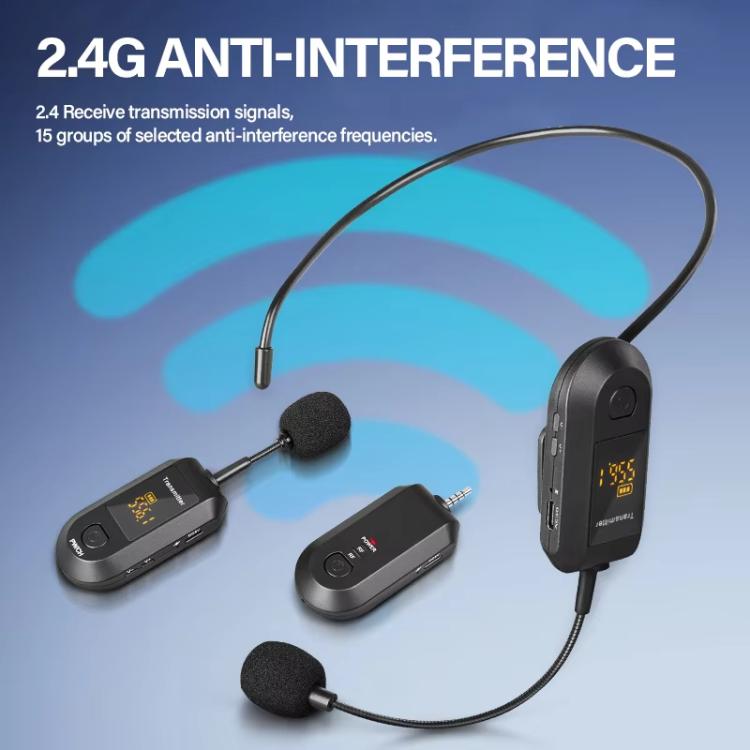 Amplificador de microfone sem fios 2,4G Microfone portátil, 1 em 1 clipe de lapela, 1 em 1 para cabeça, 1 em 2 clipe de lapela, 1 em 2 para cabeça