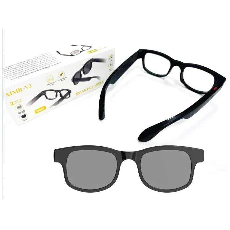 Óculos Inteligentes AIMB-V3 com Óculos de Sol Intercambiáveis + Lentes de Bloqueio de Luz Azul, AIMB-V3