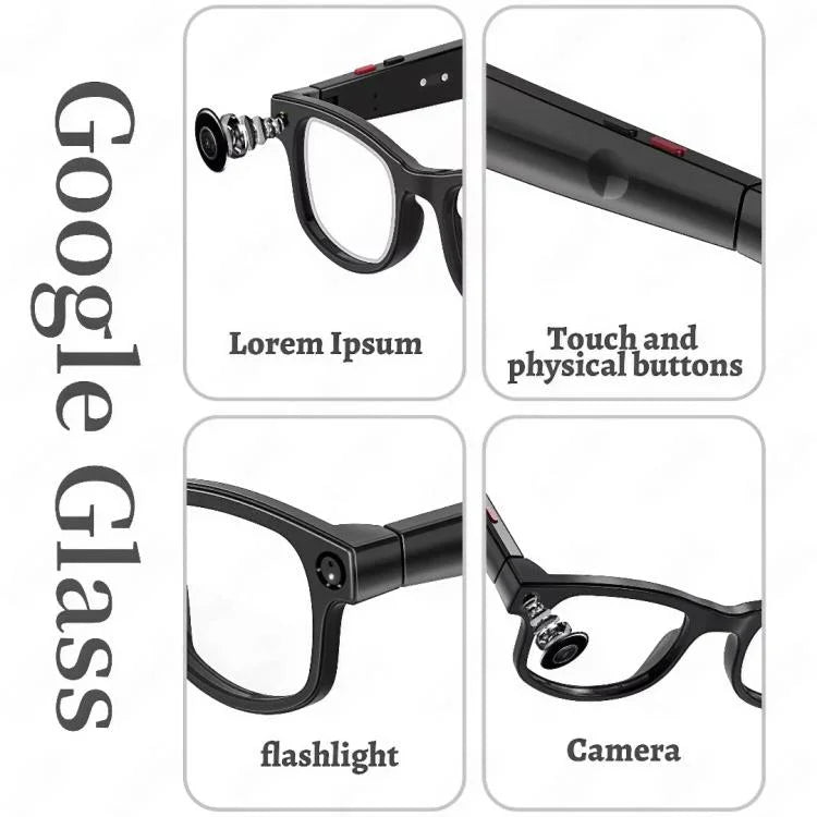 Óculos Inteligentes AIMB-G1 com Câmara de 5MP & Tradução AI em Tempo Real Vídeo Estabilizado 1080P, Kit de 3 Lentes, AIMB-G1