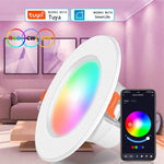 Luz de Teto Embutida Compatível com Tuya WIFI & Bluetooth RGB+CW+WW LED Dimerizável, 5W 2,5 polegadas, 7W 3,5 polegadas, 10W 4 polegadas