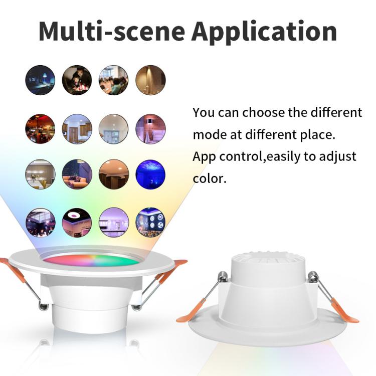 Luz de Teto Embutida Compatível com Tuya WIFI & Bluetooth RGB+CW+WW LED Dimerizável, 5W 2,5 polegadas, 7W 3,5 polegadas, 10W 4 polegadas