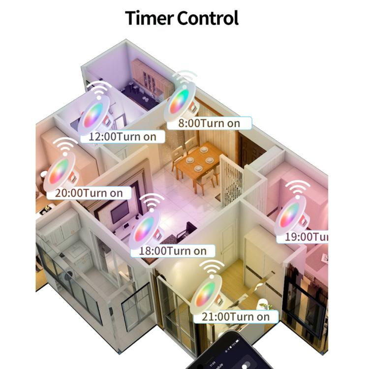 Luz de Teto Embutida Compatível com Tuya WIFI & Bluetooth RGB+CW+WW LED Dimerizável, 5W 2,5 polegadas, 7W 3,5 polegadas, 10W 4 polegadas