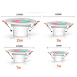 Luz de Teto Embutida Compatível com Tuya WIFI & Bluetooth RGB+CW+WW LED Dimerizável, 5W 2,5 polegadas, 7W 3,5 polegadas, 10W 4 polegadas
