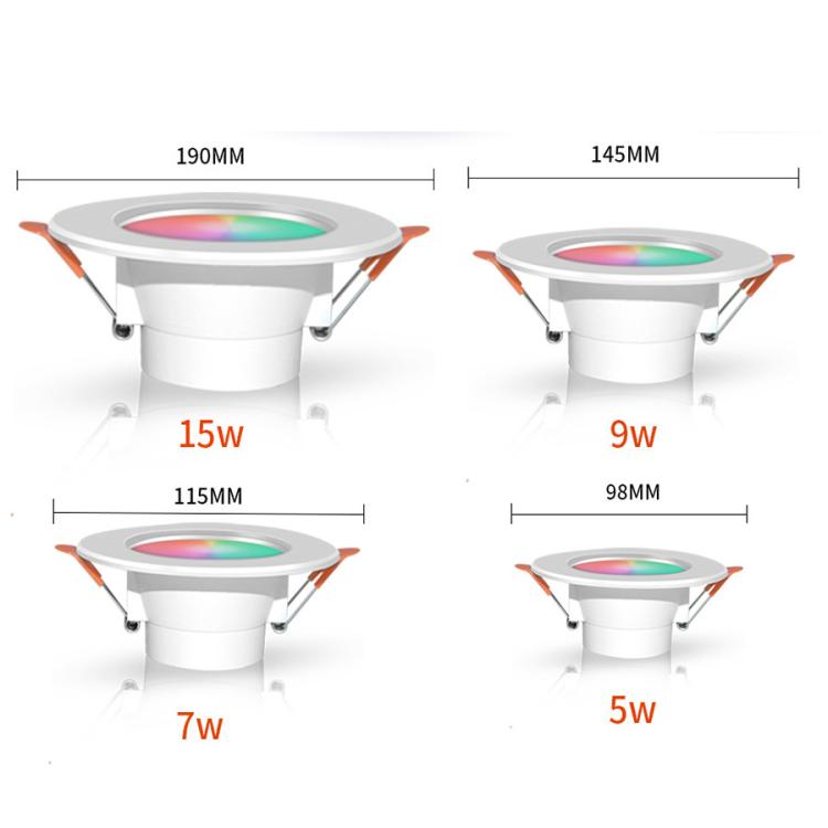 Luz de Teto Embutida Compatível com Tuya WIFI & Bluetooth RGB+CW+WW LED Dimerizável, 5W 2,5 polegadas, 7W 3,5 polegadas, 10W 4 polegadas