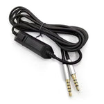 Cabo de áudio trançado 2m para auscultadores gaming Logitech Astro A10 / A40, ficha prata reta, ficha prata com comando com fios, ficha preta com comando com fios