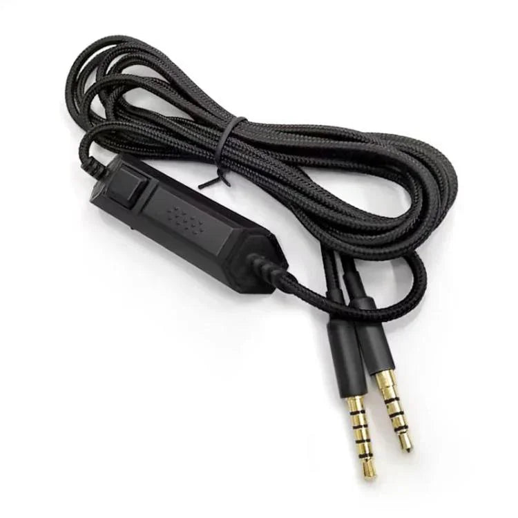 Cabo de áudio trançado 2m para auscultadores gaming Logitech Astro A10 / A40, ficha prata reta, ficha prata com comando com fios, ficha preta com comando com fios