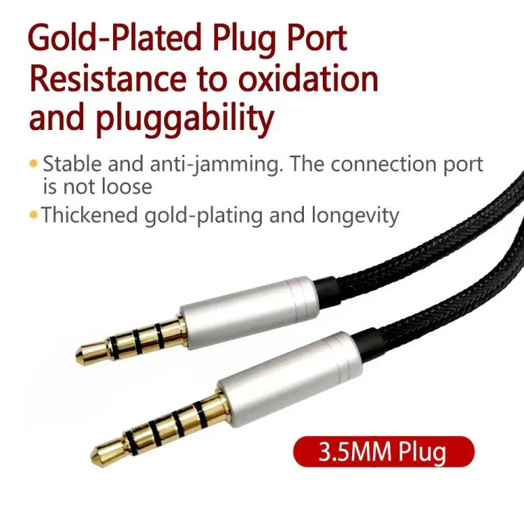 Cabo de áudio trançado 2m para auscultadores gaming Logitech Astro A10 / A40, ficha prata reta, ficha prata com comando com fios, ficha preta com comando com fios