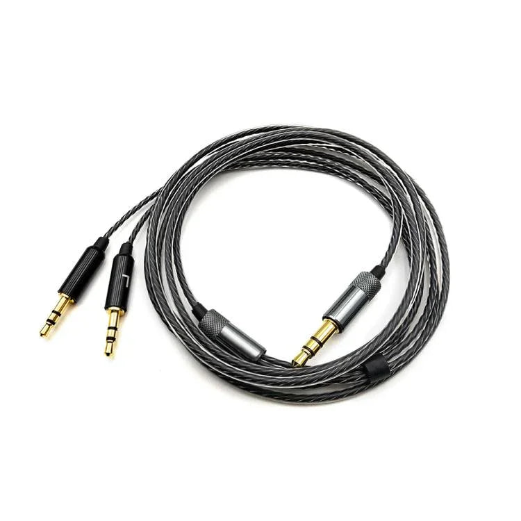 Cabo de substituição áudio para auscultadores 3,5mm para duplo 2,5mm, para Sol Republic Master Tracks HD V8 V10 V12 X3, 1,2m