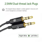 Cabo de substituição áudio para auscultadores 3,5mm para duplo 2,5mm, para Sol Republic Master Tracks HD V8 V10 V12 X3, 1,2m