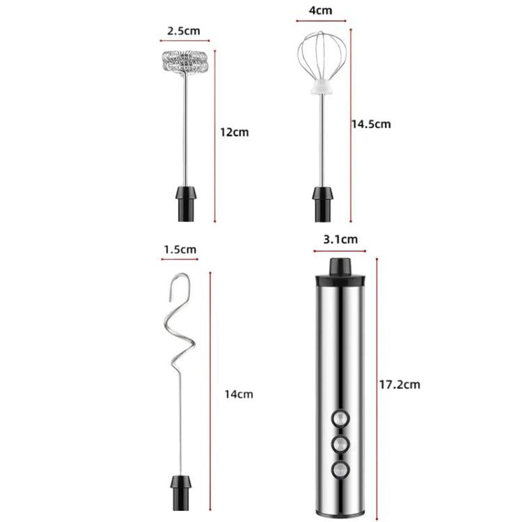 Batedor Elétrico Portátil Recarregável 3 em 1, Mini Espumador de Leite para Cozinha, Recarregável