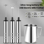 Batedor Elétrico Portátil Recarregável 3 em 1, Mini Espumador de Leite para Cozinha, Recarregável