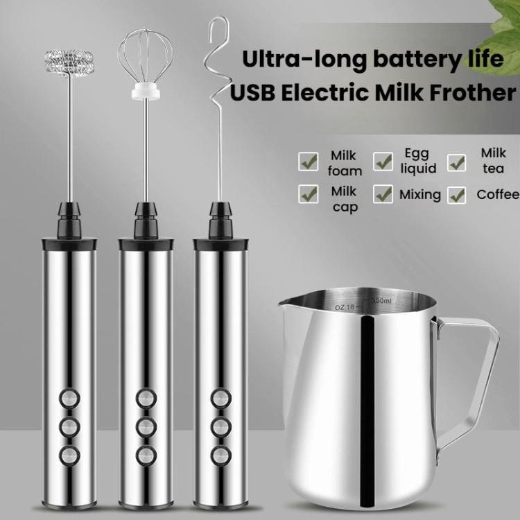 Batedor Elétrico Portátil Recarregável 3 em 1, Mini Espumador de Leite para Cozinha, Recarregável