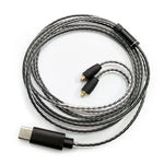 Cabo com ficha Type-C para interface MMCX de 1,2m para auscultadores Shure SE215 / SE315 / SE425 / SE535 / SE846, controlo em linha, padrão