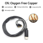 Cabo com ficha Type-C para interface MMCX de 1,2m para auscultadores Shure SE215 / SE315 / SE425 / SE535 / SE846, controlo em linha, padrão