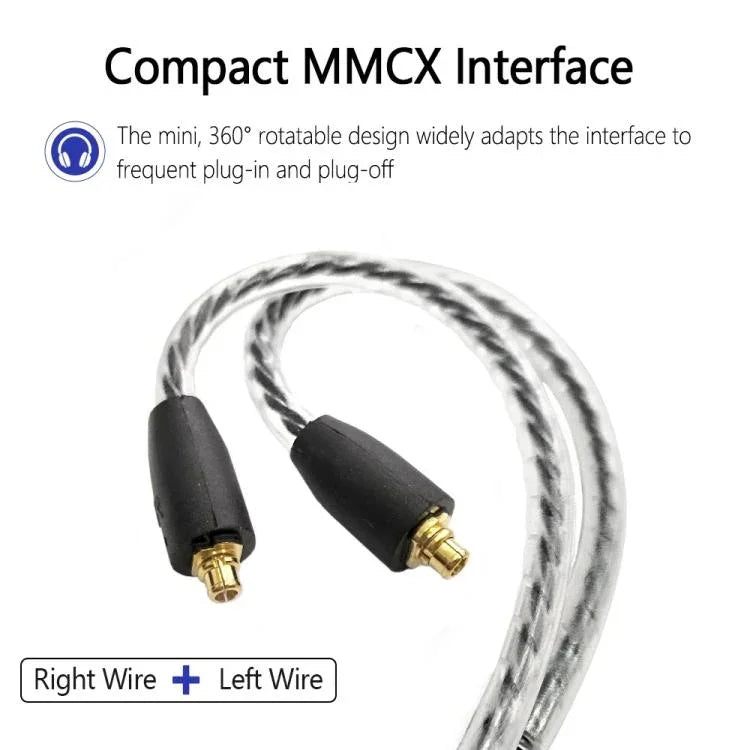 Cabo com ficha Type-C para interface MMCX de 1,2m para auscultadores Shure SE215 / SE315 / SE425 / SE535 / SE846, controlo em linha, padrão
