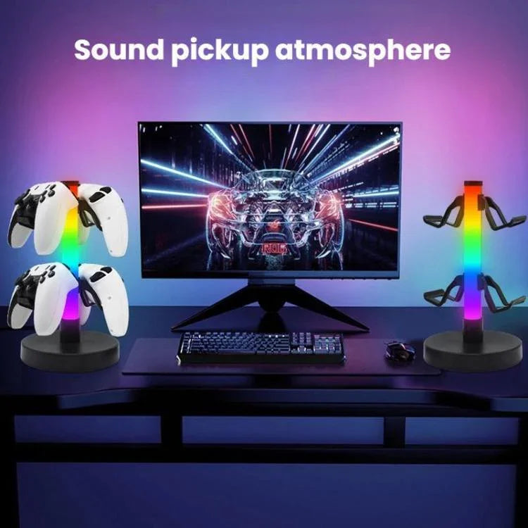 Suporte para auscultadores KBB-81 RGB com luz ambiente, controlo com fios, controlo com fios + controlo remoto, controlo com fios + controlo remoto + aplicação Bluetooth