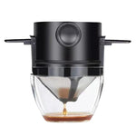 Filtro de Café Portátil Sem Papel, Copo com Filtro de Gotejamento, Cone, Branco, Preto, Preto com Base, Branco com Base