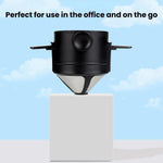 Filtro de Café Portátil Sem Papel, Copo com Filtro de Gotejamento, Cone, Branco, Preto, Preto com Base, Branco com Base