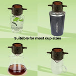 Filtro de Café Portátil Sem Papel, Copo com Filtro de Gotejamento, Cone, Branco, Preto, Preto com Base, Branco com Base