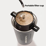 Filtro de Café Portátil Sem Papel, Copo com Filtro de Gotejamento, Cone, Branco, Preto, Preto com Base, Branco com Base