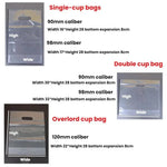 Sacos Descartáveis para Chá com Leite e Café para Takeaway, 100 sacos por pacote, Copo Único 90mm 700ml, Copo Único 98mm 700ml, Copo Duplo 90mm 700ml, Copo Duplo 98mm 700ml, Copo Overlord 120mm 1000ml