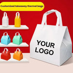 Saco Térmico para Takeaway de Papel de Alumínio, 50 Sacos por Pacote, Tamanho: 21x26x11cm, Pequeno 21x26x11cm, Médio 24x24x15cm, Grande 26x26x17cm, Extra Grande 30x30x20cm