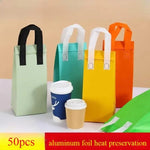Saco Térmico para Takeaway de Papel de Alumínio, 50 Sacos por Pacote, Tamanho: 21x26x11cm, Pequeno 21x26x11cm, Médio 24x24x15cm, Grande 26x26x17cm, Extra Grande 30x30x20cm