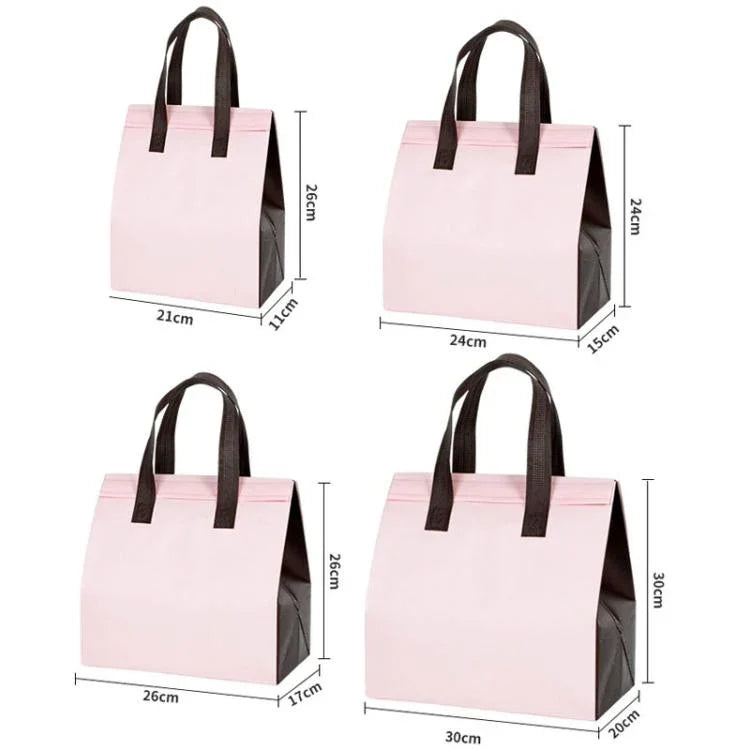 Saco Térmico para Takeaway de Papel de Alumínio, 50 Sacos por Pacote, Tamanho: 21x26x11cm, Pequeno 21x26x11cm, Médio 24x24x15cm, Grande 26x26x17cm, Extra Grande 30x30x20cm