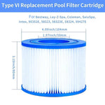 Cartucho de Substituição para Filtro de Limpeza de Piscina para Bestway, Lay-Z-Spa, Coleman, SaluSpa e Intex, Cartucho VI