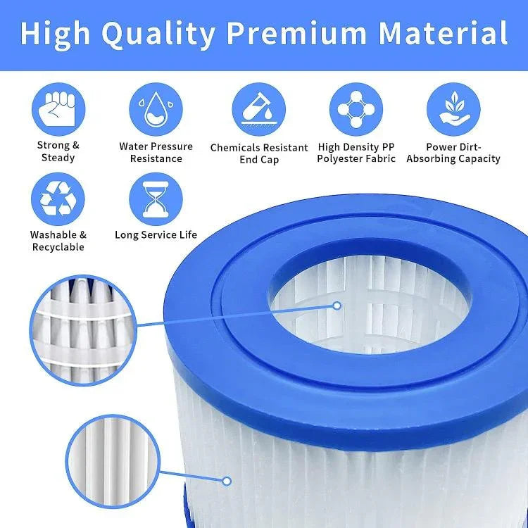 Cartucho de Substituição para Filtro de Limpeza de Piscina para Bestway, Lay-Z-Spa, Coleman, SaluSpa e Intex, Cartucho VI