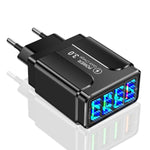Carregador de Telemóvel com 4 Portas USB 5.1A QC3.0 de Carregamento Rápido, Ficha UE, Ficha EUA, Ficha Reino Unido