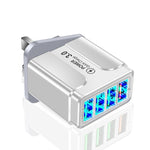 Carregador de Telemóvel com 4 Portas USB 5.1A QC3.0 de Carregamento Rápido, Ficha UE, Ficha EUA, Ficha Reino Unido