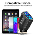 Carregador de Telemóvel com 4 Portas USB 5.1A QC3.0 de Carregamento Rápido, Ficha UE, Ficha EUA, Ficha Reino Unido