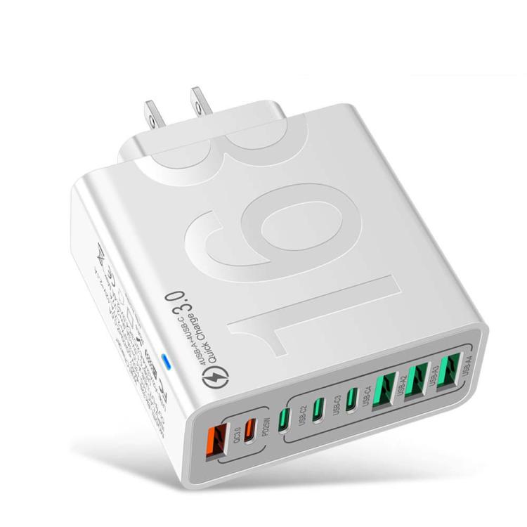 150W 4USB+4Type-C 8 Interface QC3.0 Fast Charging Cell Phone Charger, EU Plug (Black), EU Plug (White), EU Plug (Yellow), US Plug (Black), US Plug (White), US Plug (Yellow), UK Plug (Black), UK Plug (White), UK Plug (Yellow)
