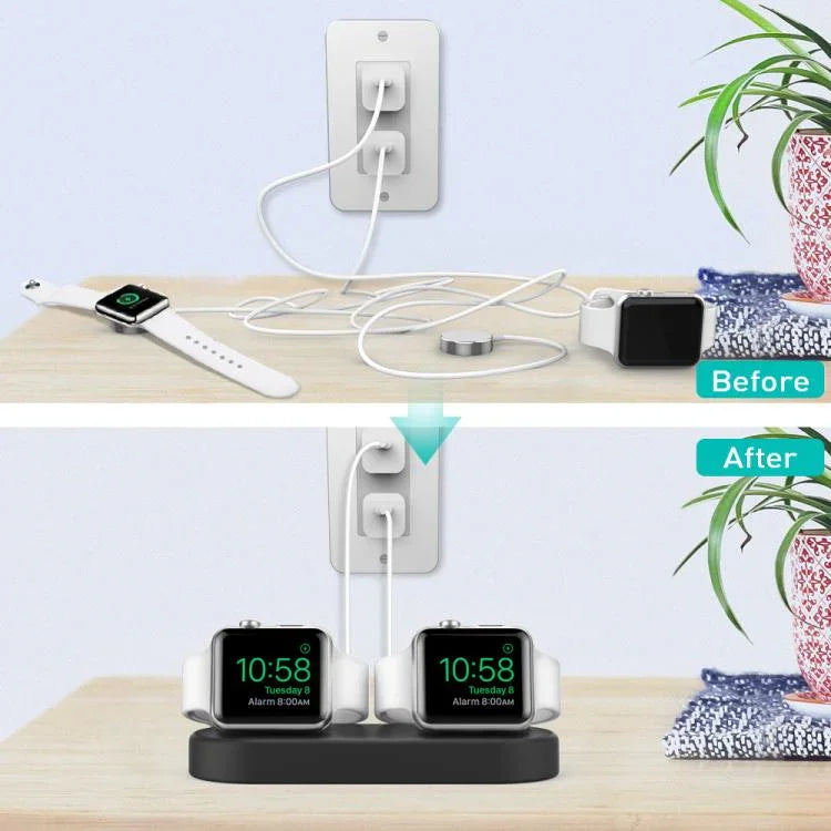 Base de Armazenamento 2 em 1 para Apple Watch / Auriculares AhaStyle DD97, Dock de Carregamento de Secretária em Silicone