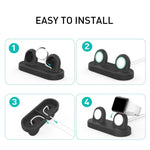 Base de Armazenamento 2 em 1 para Apple Watch / Auriculares AhaStyle DD97, Dock de Carregamento de Secretária em Silicone