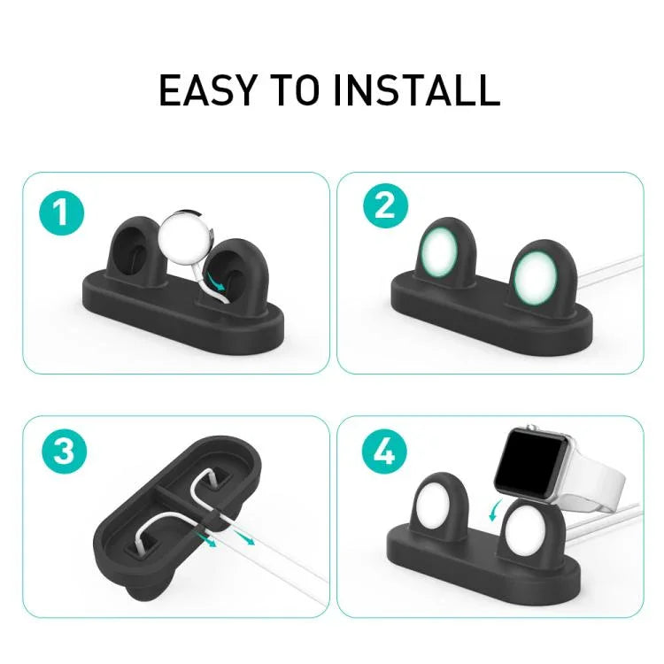 Base de Armazenamento 2 em 1 para Apple Watch / Auriculares AhaStyle DD97, Dock de Carregamento de Secretária em Silicone