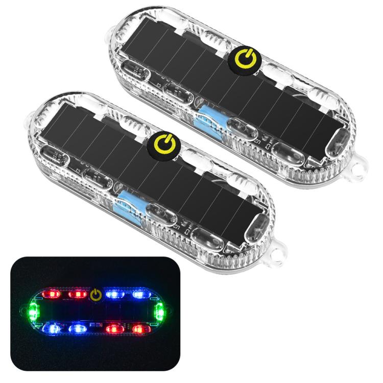 Car Solar-Powered Anti-Collision Warning Light Motorcycle Wireless LED Rear Tail Light, 2pcs