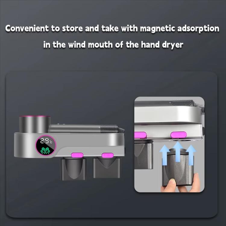 For Dyson Hair Dryer Wall-Mounted Holder With Hand-Drying, Temperature Display, Celsius, EU Plug, Fahrenheit, US Plug, Celsius, US Plug